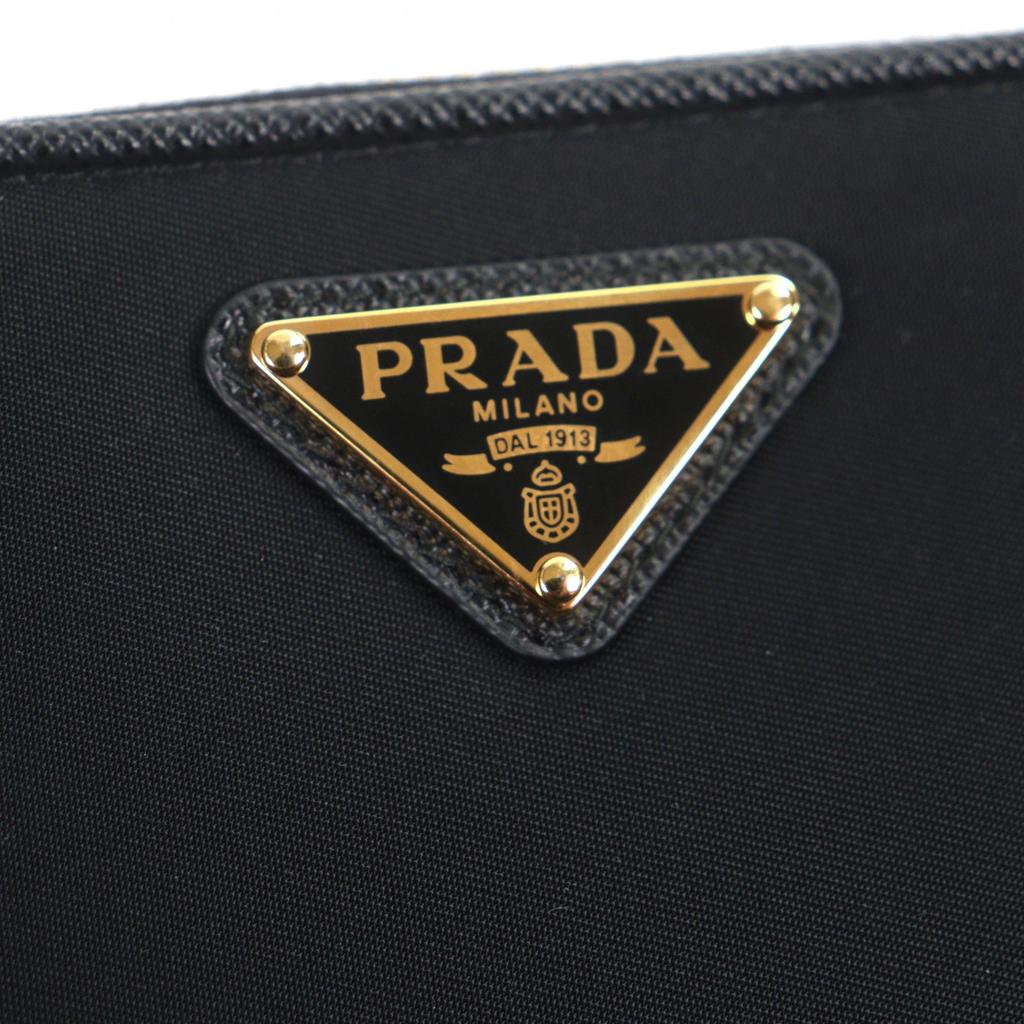 Pristine PRADA Purse Black Nylon Mens 1ML506 Used