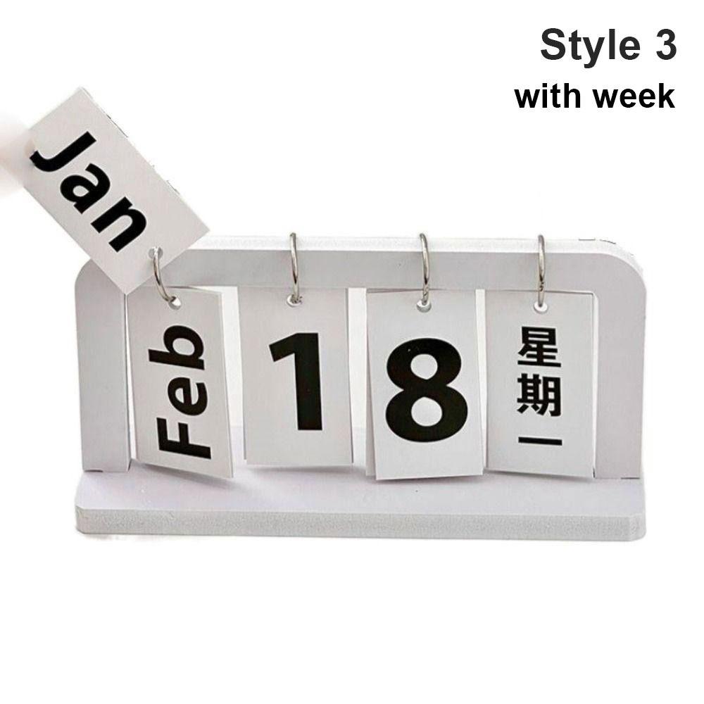 1Pcs Month Date Display Wooden Calendar Ornament Simple Craft Prop  Office Desktop Home Decoration