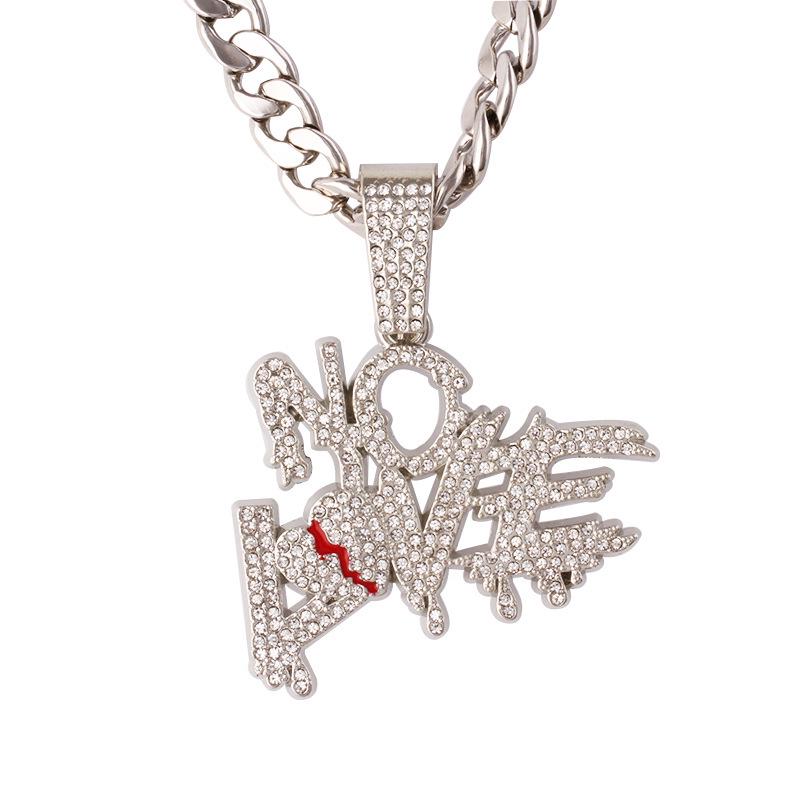 Personalized Rhinestone NOLOVE Pendant Necklace - European American Hip Hop Choker