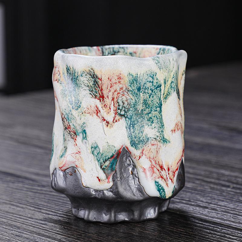 Japanese-style Retro Yamagata Ceramic Teacups Retro Handmade Rough Pottery Single Ceramic Kung Fu Tea Set Tea Accessories