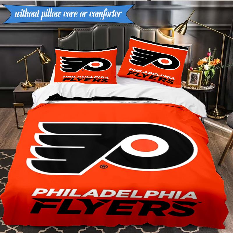 3PCS Flyers Hockey Team Bedding Set,Including 1pc Duvet Cover And 2pcs Pillowcases Perfect for Bedroom, Dormitory, Fan Christmas gift