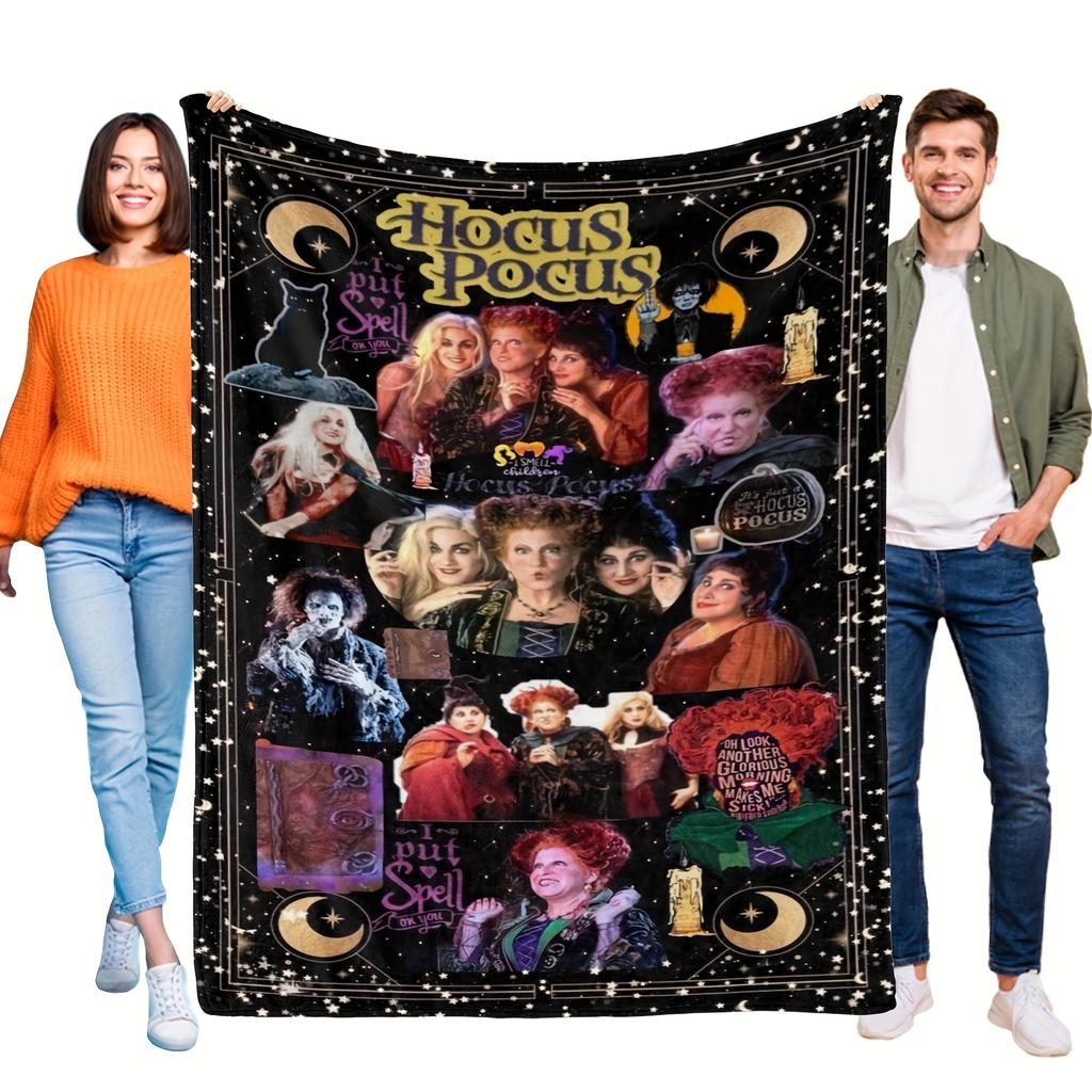 Hocus Pocus Blanket Microfiber Hocus Pocus Cartoon Movie Emotions Characters Theme Blanket -Ideal Movie Theme Gift Decoration
