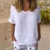 Camicetta pullover estiva tinta unita T-shirt da donna a maniche corte con scollo a V