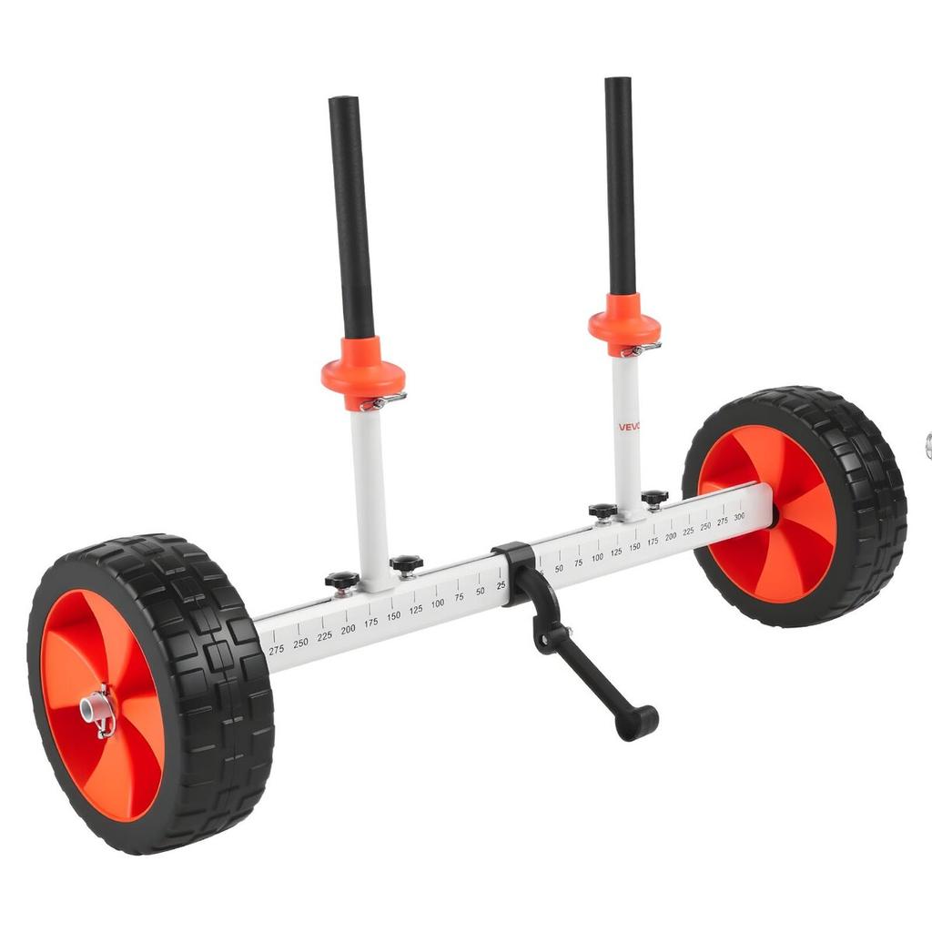 Carrello per Kayak, Capacità di Carico 104 kg, Dolly per Carrello Canoe con Ruote Solide in PU da 25,4 cm e Cavalletto, Si Monta e Smonta in Pochi Secondi, Tavola da Stand Up Paddle