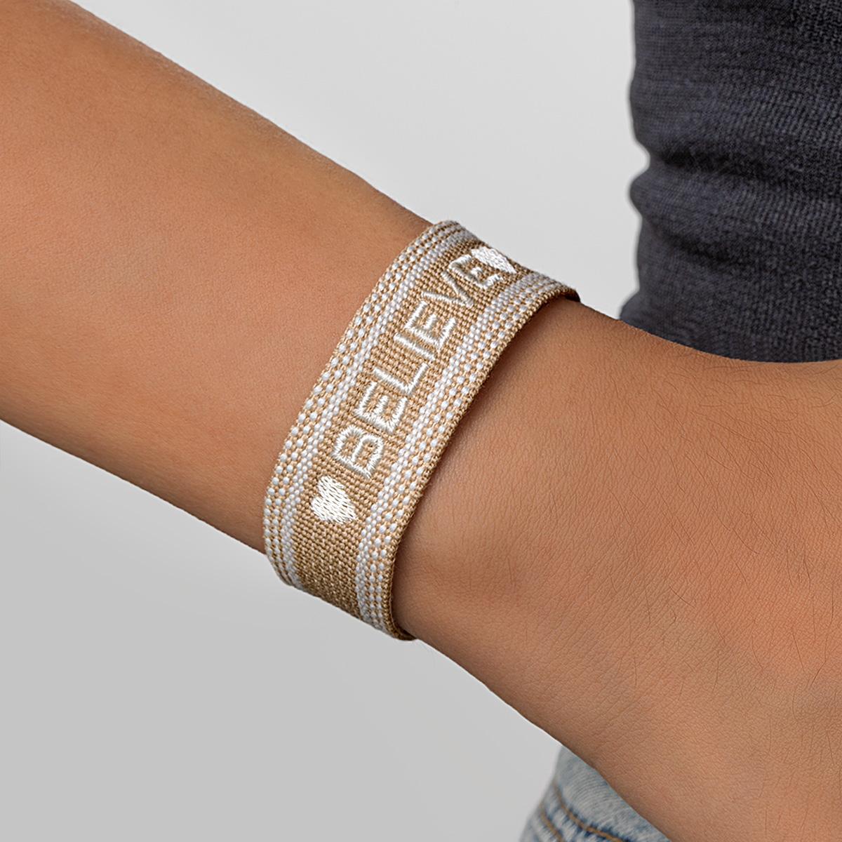 

1 embroidered European and American letter tassel bracelet with ethnic style hand woven adjustable women s wrist strap