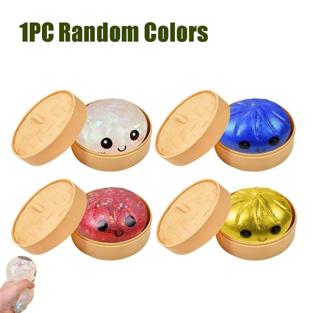 

Glitter Dumplings Squishy Toy with Steamer Soft Steamed Stuffed Bun Squishy Pinch Le Slow Resilience Fidget