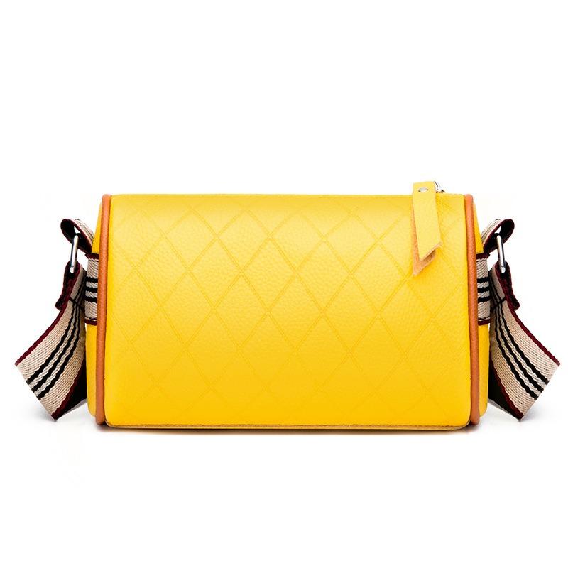 

Женская повседневная модная сумка из коровьей кожи, вышивка, ромбовидная цилиндрическая сумка, поколение жёлтый