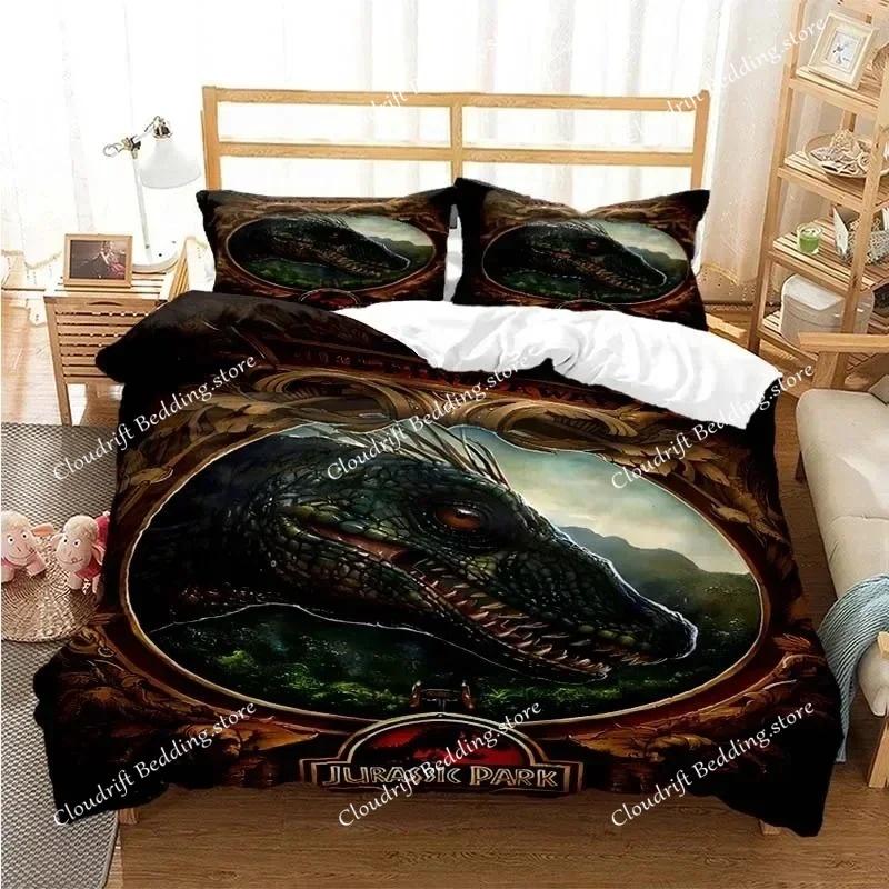 Jurassic Park Bedding Set Cartoon Kids Duvet Cover Set Pillowcase Queen King Double Bed Home Dropshipping King Size 3D Print