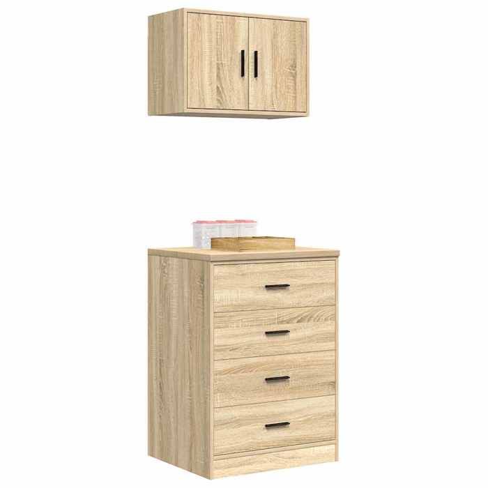 VidaXL Armoires de garage 2 pcs chêne sonoma bois d'ingénierie 3328334