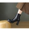 Fashion 2025 New Fall Winter Platform Back Zip Block Heel Booties Brown Vintage Boots
