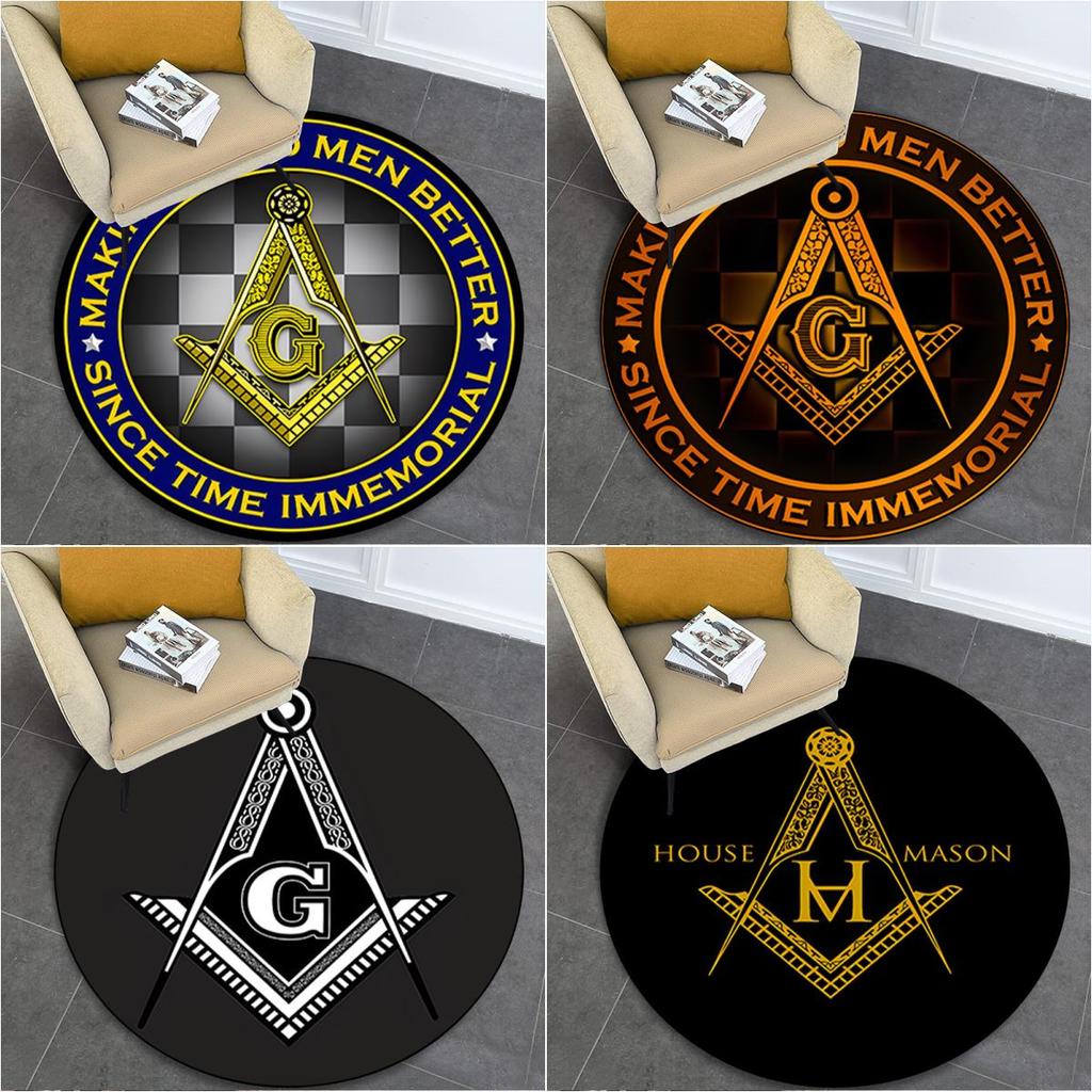 Freemasonry 3 Circular Rug - Office Decorative Carpet For Living Room Bedroom Door Mat Floor Rug Computer Chair Area Rug