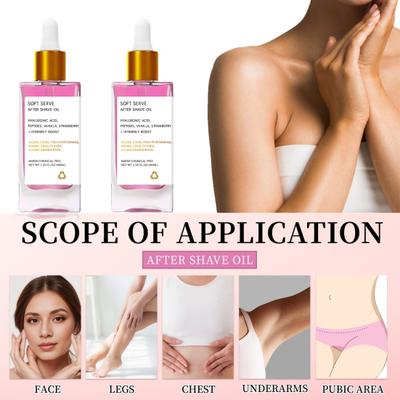 Lot de 2 huiles après-rasage à la fraise et à la vanille pour une peau lisse, huiles essentielles, huile parfumée hydratante après-rasage, 40 ml, huile de rasage douce pour hommes et femmes