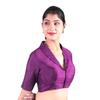 Women’s Solid Collar Neck Readymade Saree Blouse | Front Open Non Padded | Half Sleeve Art Silk Blouse