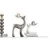 Modern Minimalist Ceramic Deer Figurine Set Living Room TV Cabinet Decor With Crystal Ball Or LED Light Option
