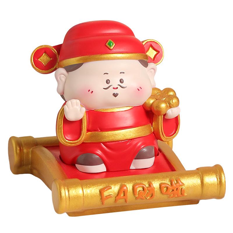Creative God of Wealth Phone Holder: TV Drama-Themed Desktop Decoration and Office Resin Ornament