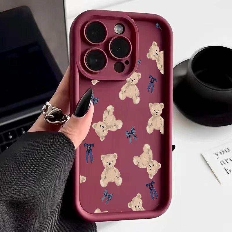 Cute Teddy Bear Bowknot Phone Case For Google Pixel 10 9 8 7 Pro XL 8A 7A 9Pro 7Pro 8Pro 9ProXL Silicone Cartoon Bumper Cover