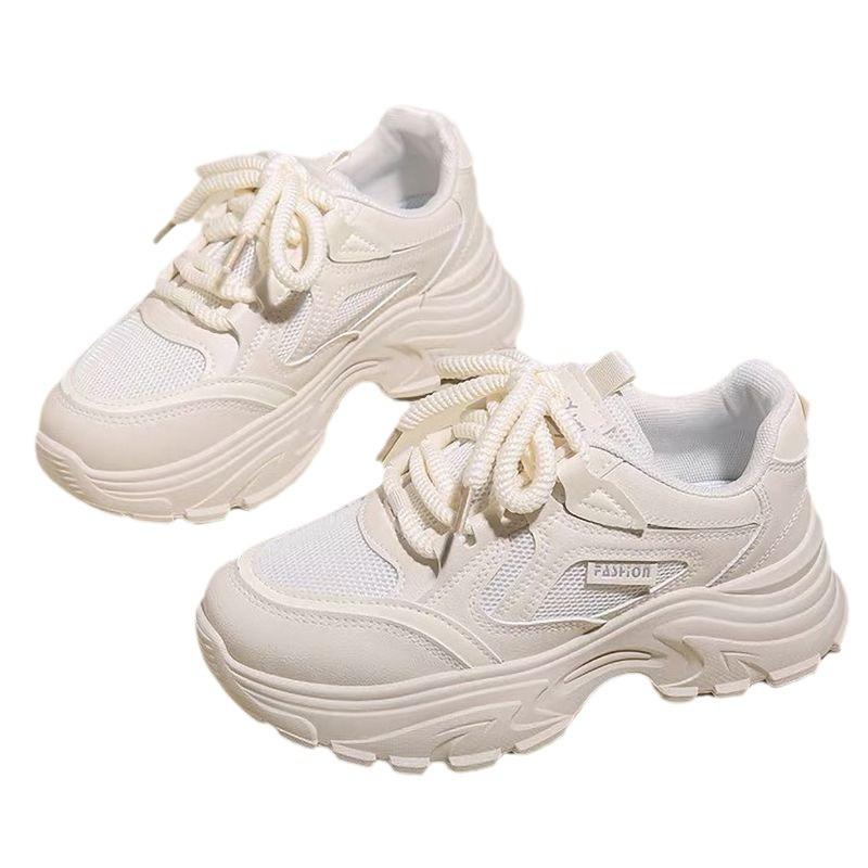 New Mesh Surface Platform Heightened Daddy Shoes Women's Spring Low-Top White Shoes Casual Shoes for Students