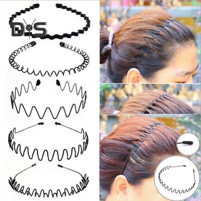 5/8/10 Stück schwarze Metall-Stirnbänder, Unisex, gewelltes Frühlings-Haarband, rutschfester Sport-Haarreif für Männer und Frauen, Fitness, Alltagskleidung