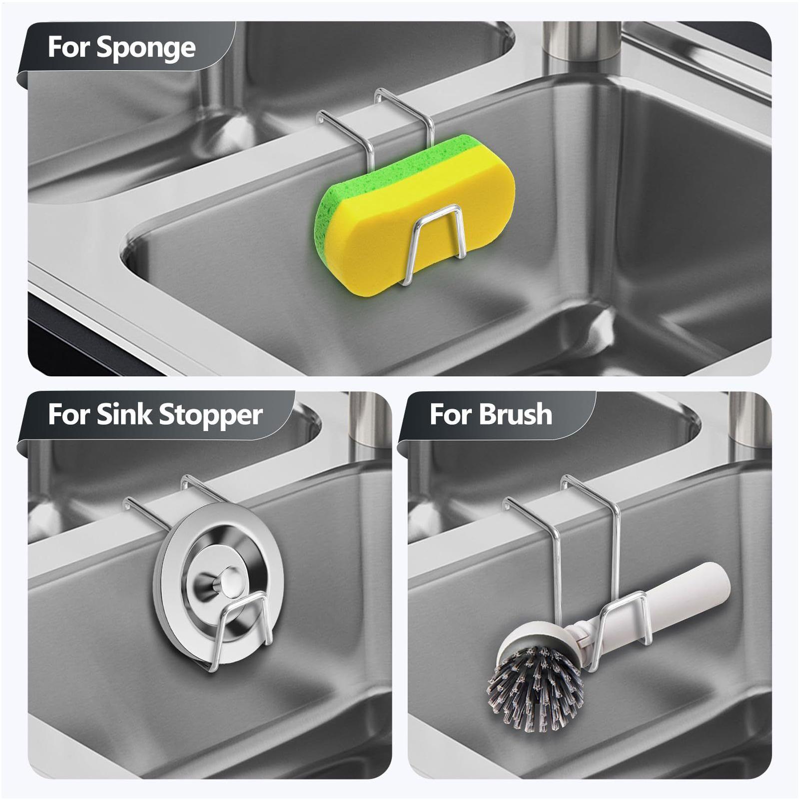 Sponge Holder Rack For Sink Double-Sink Sponge Holder For Kitchen Hangable Organizer Stainless Steel Gadget For Sink Sponges China Mainland