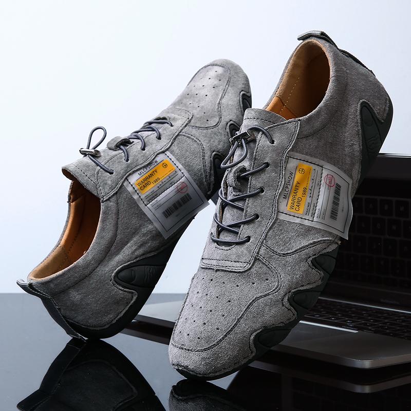 Fashion Suede Genuine Leather Shoes Men Loafers Classic  Casual Leather Shoes Quality Men Flats Lace-Up Driving shoes Zapatos Hombre 46