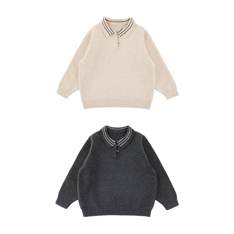 Boys' Casual Turn-down Collar Pullover Sweater