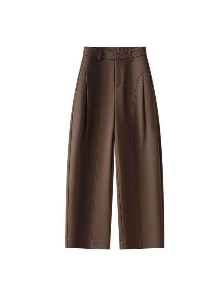 Women's High-Waisted Wide-Leg Velvet Pants - Autumn/Winter Pleated, Thickened, Loose Fit
