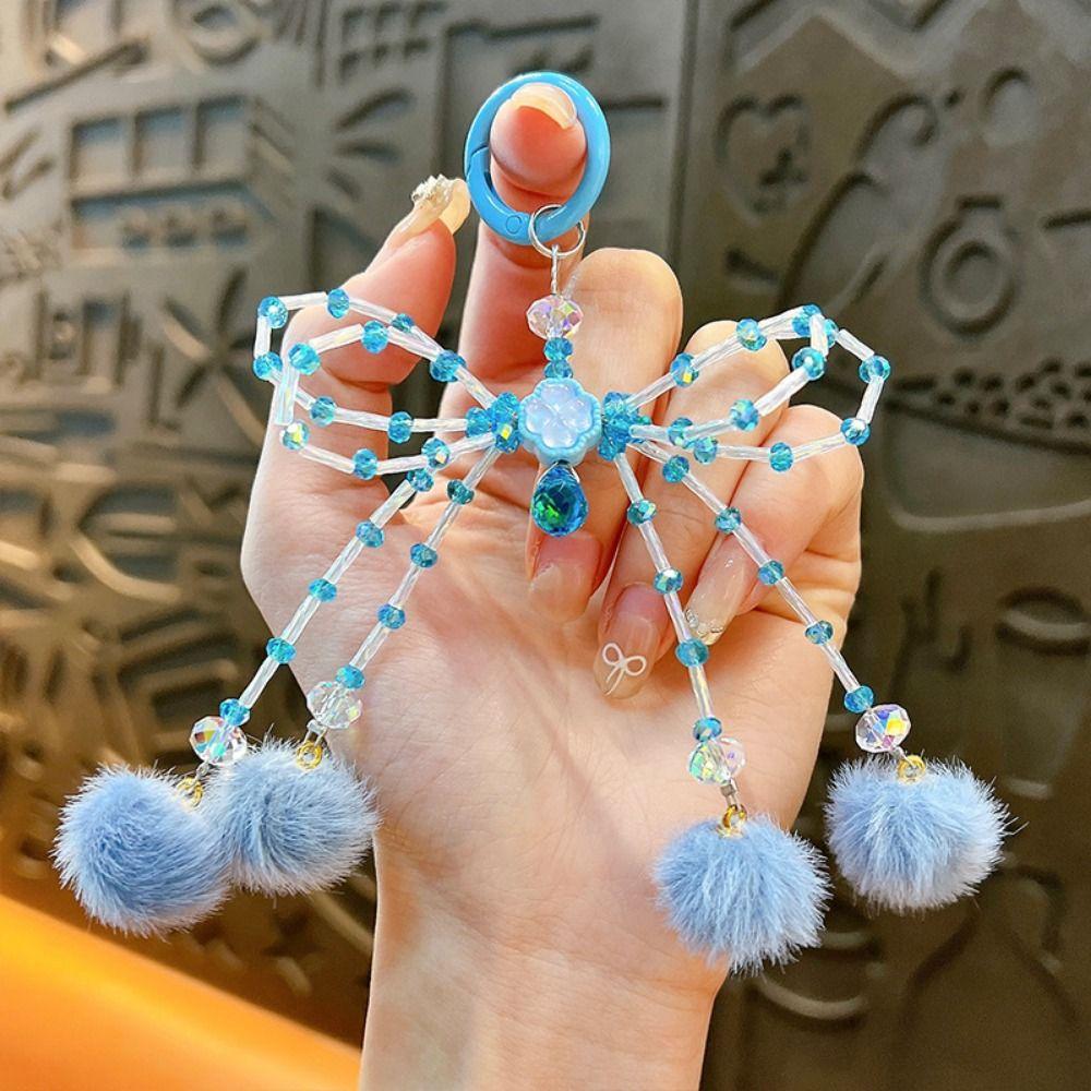Acrylic Bowknot Plush Ball Pendant Anti Lost Sweet Girls Phone Strap  Birthday Kids Gift