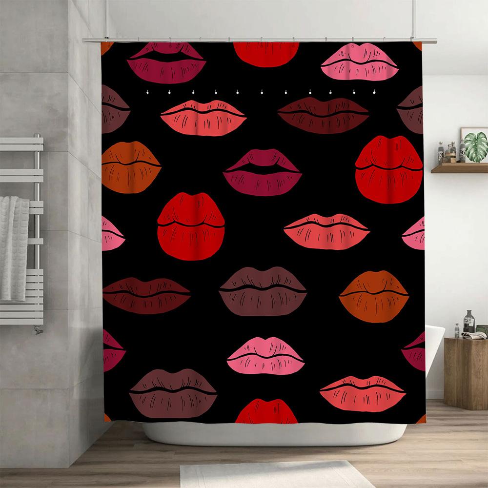 Fashionable Red Lips Pattern Shower Curtain Waterproof Bathroom Decoration Modern Decorative Shower Curtain For Home Bathrooms W