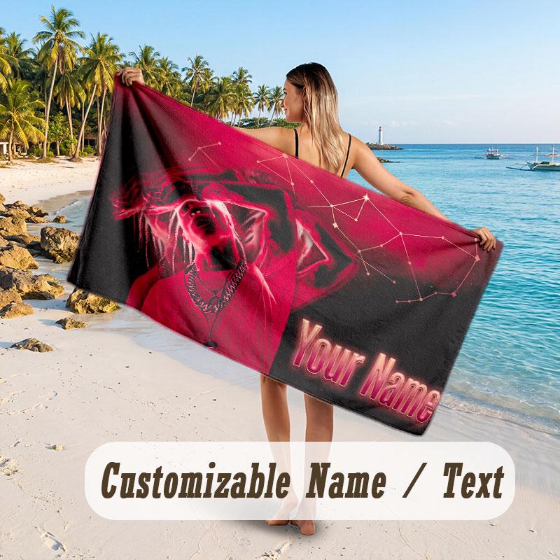 Custom Name Large Beach Towel,Travis Scott Quick Absorbent Towel For Outdoor Travel Poolside