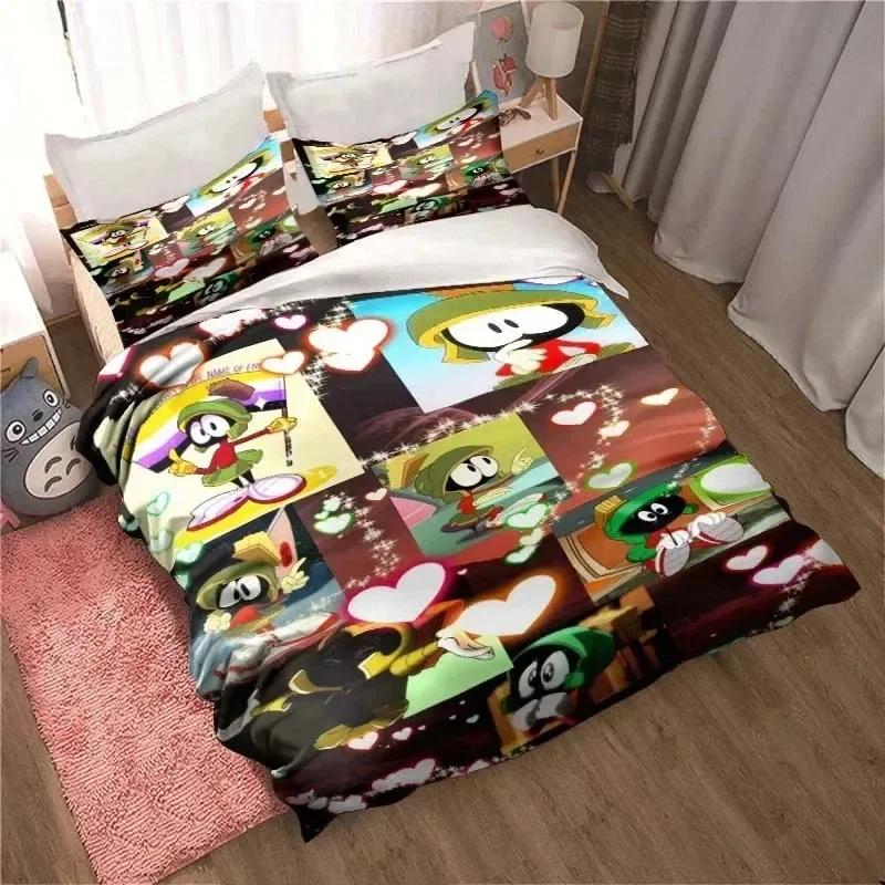 3D Print Game Marvin The Martian Cartoon Bed Set Duvet Cover Pillowcase Bedding Set Linen Sheet Quilt Cover Full Queen King Size