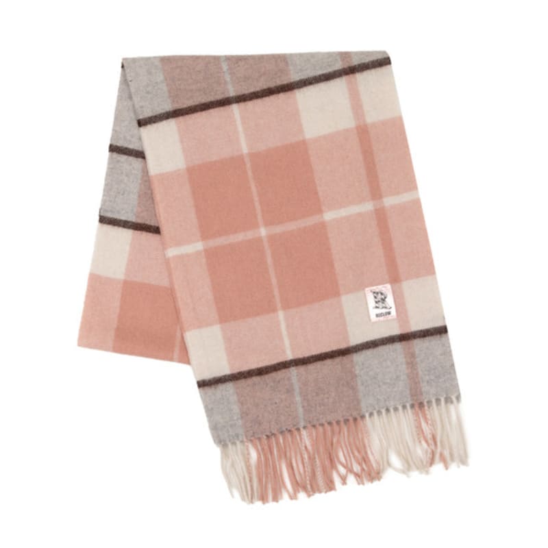 RECLOW RECLOW LAND 100% Cashmere Check Muffler Pink