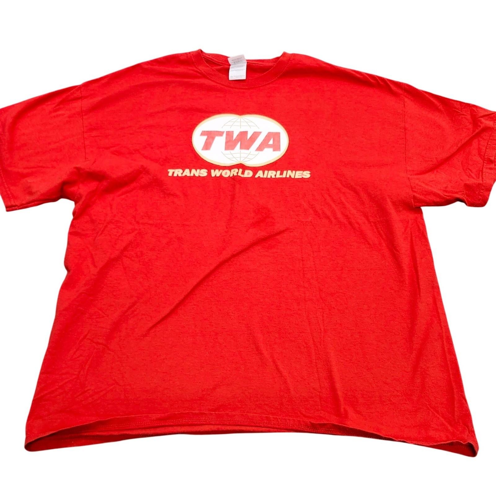 TWA Trans World Airlines Red Graphic Gildan Mens 2XL Retro Aviation Logo Unisex T-Shirt S