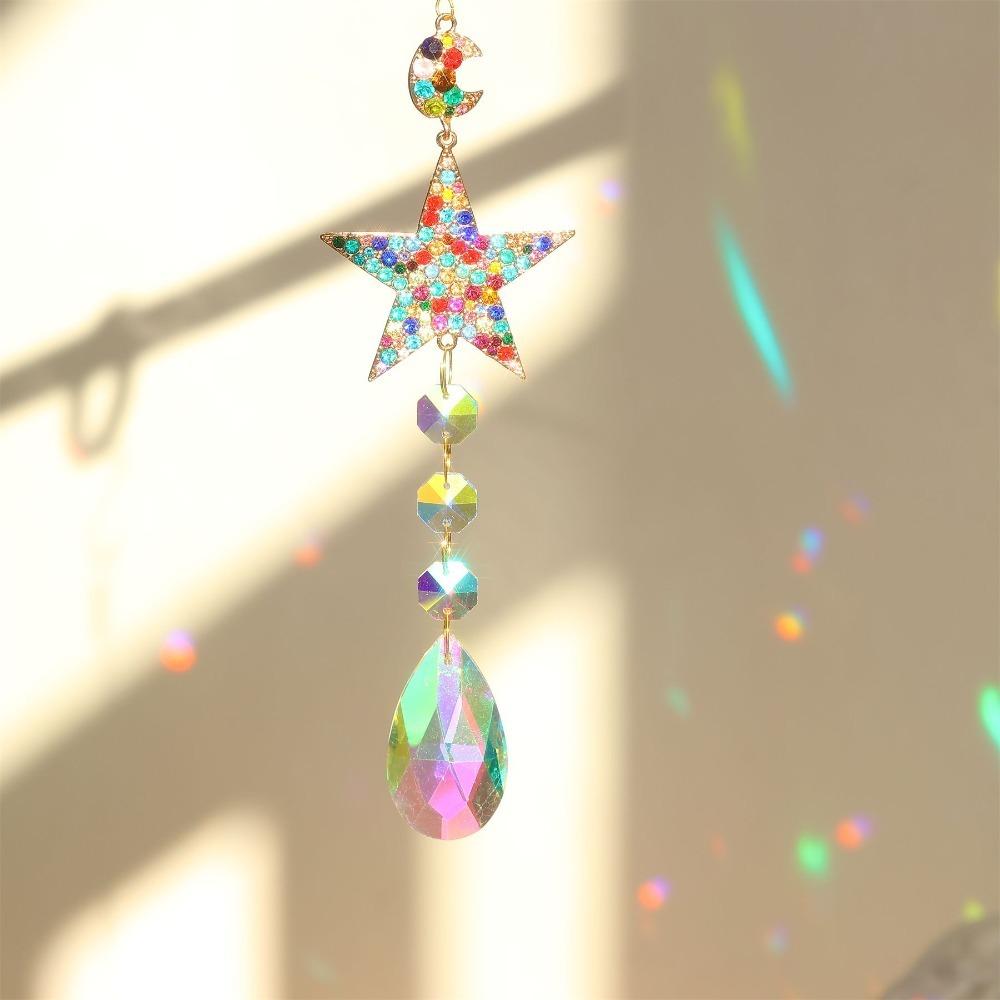 Diamant Kjærlighet Stjerne Sommerfugl Hengende Glassprismer Fargerikt Krystallanheng Vindu Hage