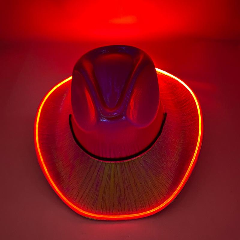 Iridescent LED Light-Up Cowboy Hat for Cosplay & Halloween