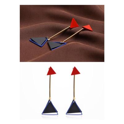 Women's Triangle Black Red Wedding Guest Look Earrings