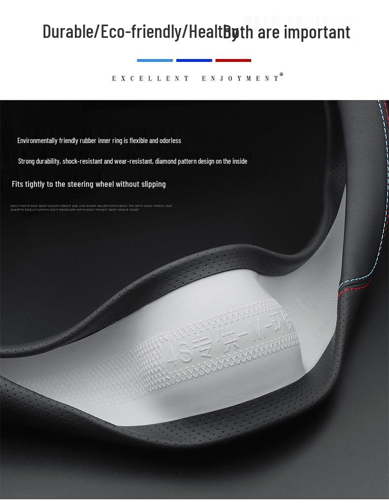 Genuine Leather Steering Wheel Cover for Baojun Models 730, 510, 560, 310W, 530, E200, and 630 - All-Season Use