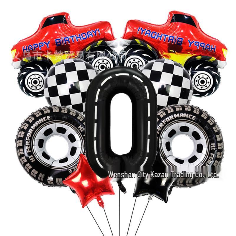 

40-inch Black Large Number Balloon Pack: Pickup Truck Racing Birthday Theme Decor
