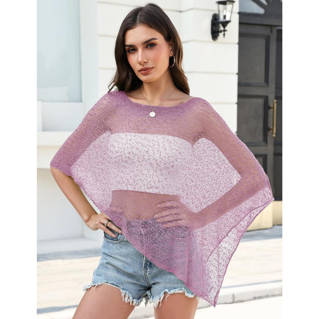 Women's Knit Mesh Beach Cover Up, Color Pullover