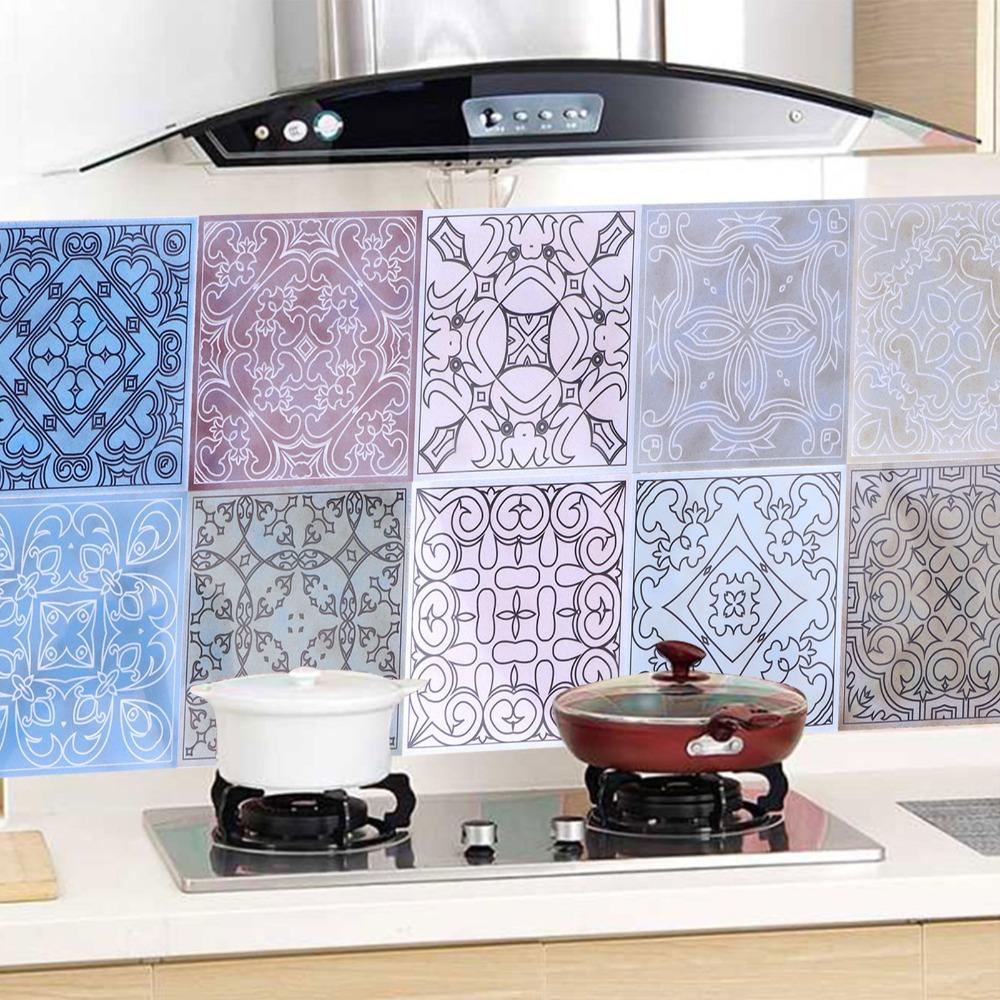 Oil Proof Ceramic Tile Stickers Waterproof Wall Art Stickers Peel and Stick Tile  Bathroom Wall