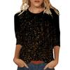 Spring and Autumn Round Neck 3D Glitter Pattern Printed Top Fashionable Casual Long Sleeved Women's T-shirts