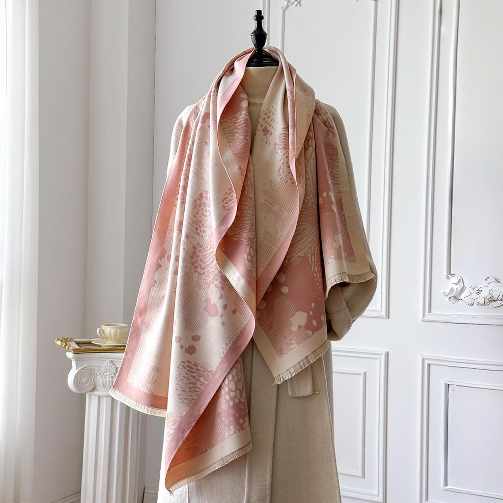 Luxury Winter Women's Imitation Cashmere Shawl Thick Warm Jacquard Scarf High Quality Two-Sided Pashmina Wrap for Ladies Brand