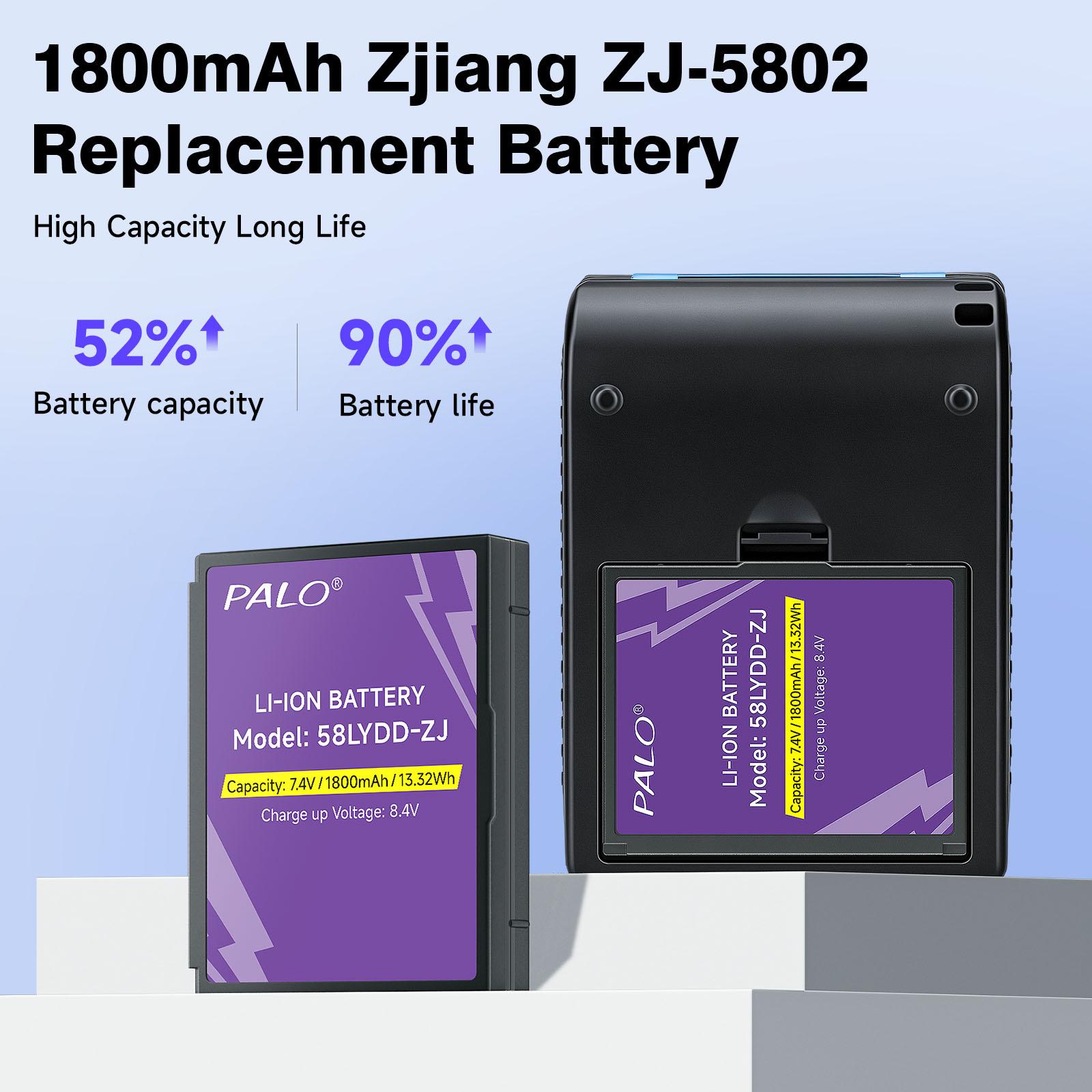 1800mAh High Capacity Zjiang ZJ-5802 Thermal Printer Replacement Battery for Zjiang ZJ-5802DD/ 58LYDD-ZJ/ ZJ-5805DD/ZJ-58LYWDZJ-58LYDD 1pcs фиолетовый