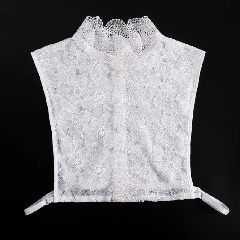 Lace Floral Sweater Shirt Detachable Collar Womens Autumn and Winter Fashionable Hollow Out Bottoming Fake Collar Decoration