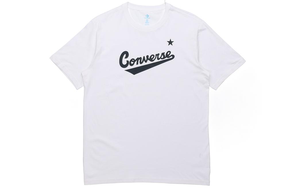 Converse T Shirts Men's White Crew Neck Moderate Straight Fit 10018235-102