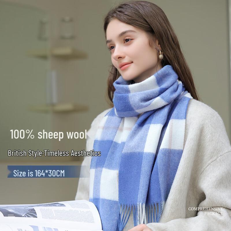 

Women s 2025 Narrow Plaid 100% Pure Wool Scarf One Size