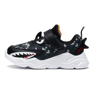 Li Ning Kinder Sport Rutschfest Stoßdämpfend Verschleißfest Freizeitschuhe Kinderschuhe Schwarz YKNS082-1