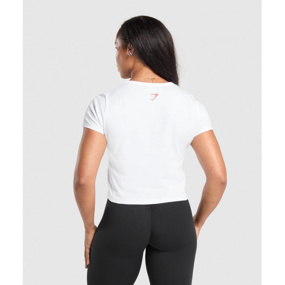 Gymshark Lift Heavy Baby Tee White B9a3s Wb57