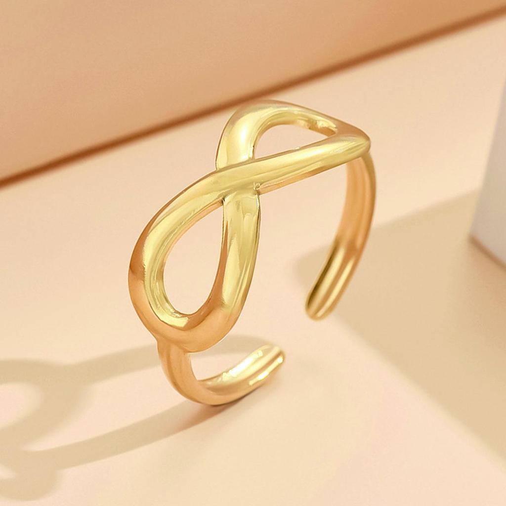Elegant Adjustable Bow Ring - Non-Fading Stainless Steel with Vacuum Gold Plating