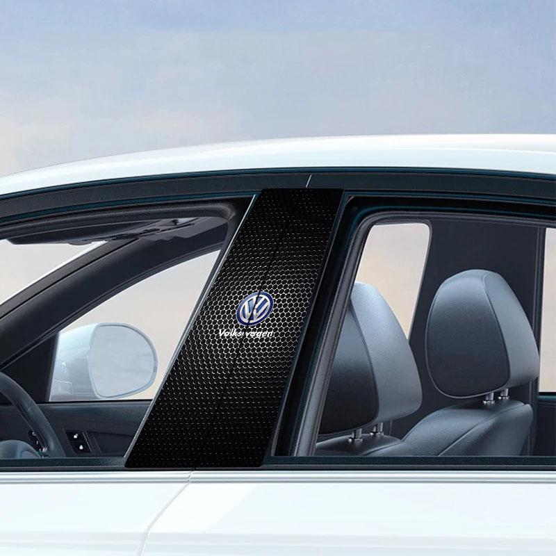 2Pcs Car Logo Center Pillar Protective Film Anti-scratch Sticker Decal For Volkswagen B5 B6 B7 T4 T5 Golf 4 5 6 7 Polo Passat Tiguan Jetta Gol