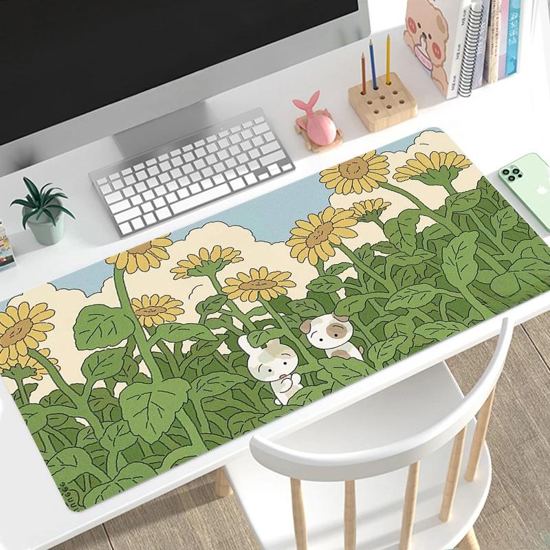 Cute Green Anime Mouse Pad Gaming Large Home New HD Mousepads XXL 90x40cm keyboard pads Office Soft Non-Slip Carpet PC Mice Mat